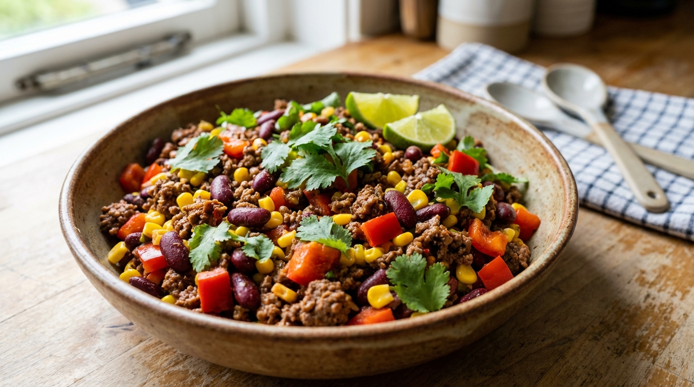 entdecken sie unseren chili-con-carne-salat: eine würzige bowl mit saftigem hack, herzhaften bohnen und frischem, knackigem gemüse – perfekt für eine leckere und gesunde mahlzeit.
