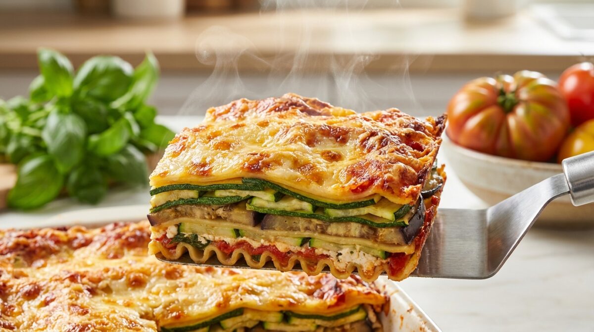 entdecken sie unser rezept für saftige gemüselasagne mit knuspriger käsekruste, die perfekt schneidbar bleibt – ideal für ein leckeres, herzhaftes gericht.