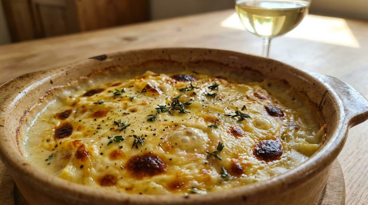 entdecken sie unser einfaches rezept für porree-auflauf mit kartoffeln und reblochon: cremig, würzig und perfekt für den ofen – ideal für gemütliche mahlzeiten.